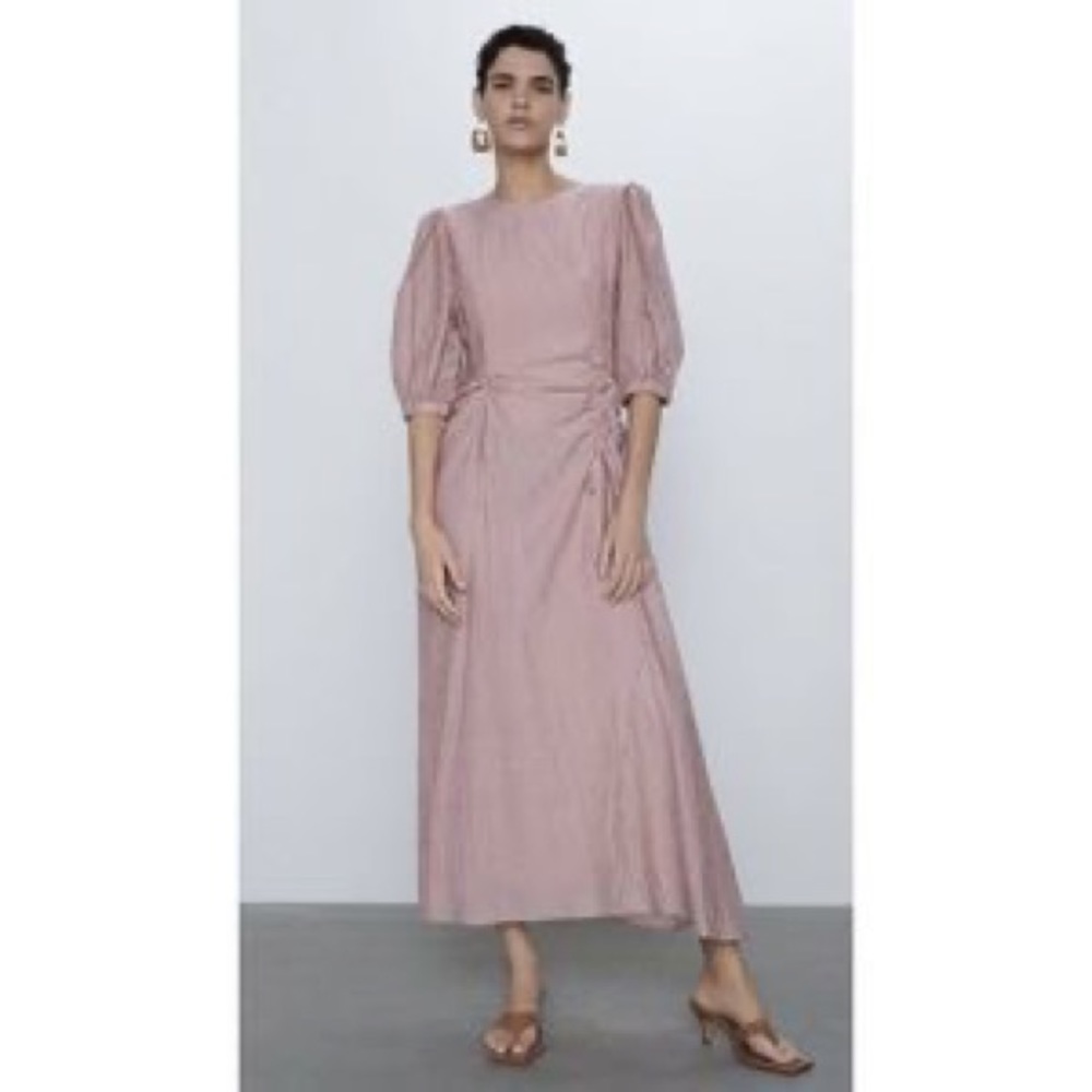 ZARA DRESS WITH GATHERED WAIST
AND PUFF SLEEVES - Picture 2 of 7